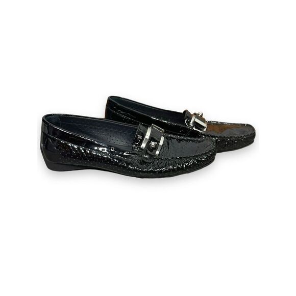Stuart Weitzman Patent Leather Crocodile Loafers - Picture 1 of 5